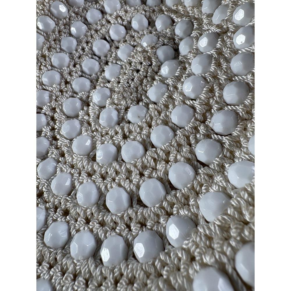 VTG Bobbie Jerome Purse White Crochet Beaded Evening Handbag Boho Made in Italy - Picture 10 of 10